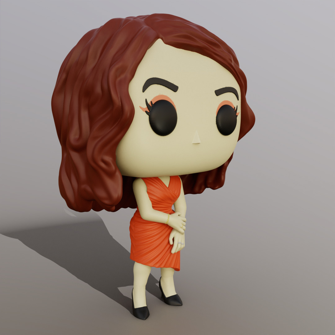Mujer con vestido de fiesta 3D print model_2