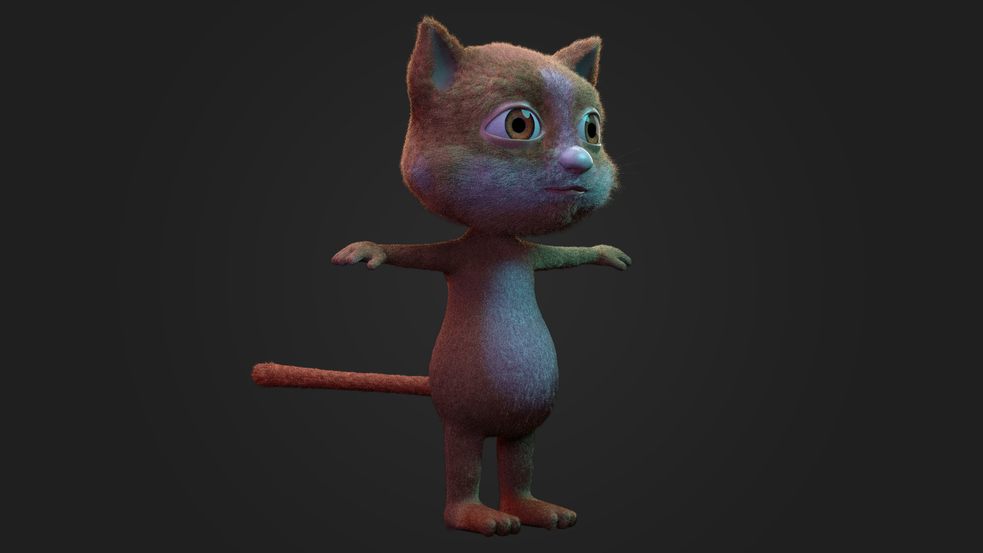Stylized Cartoon Cat Character 3D Model  Fur Textured 3D model_2