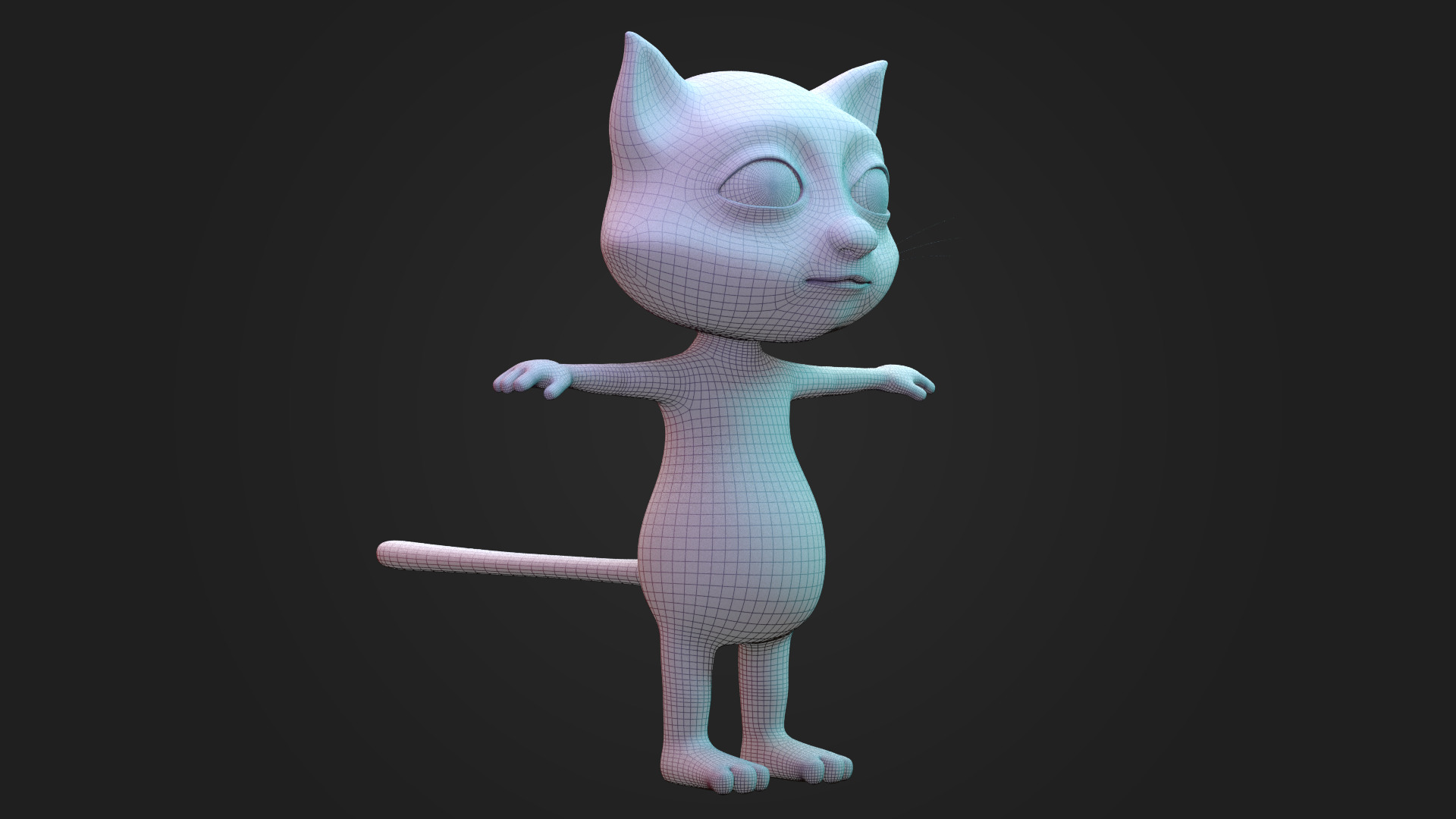Stylized Cartoon Cat Character 3D Model  Fur Textured 3D model_7