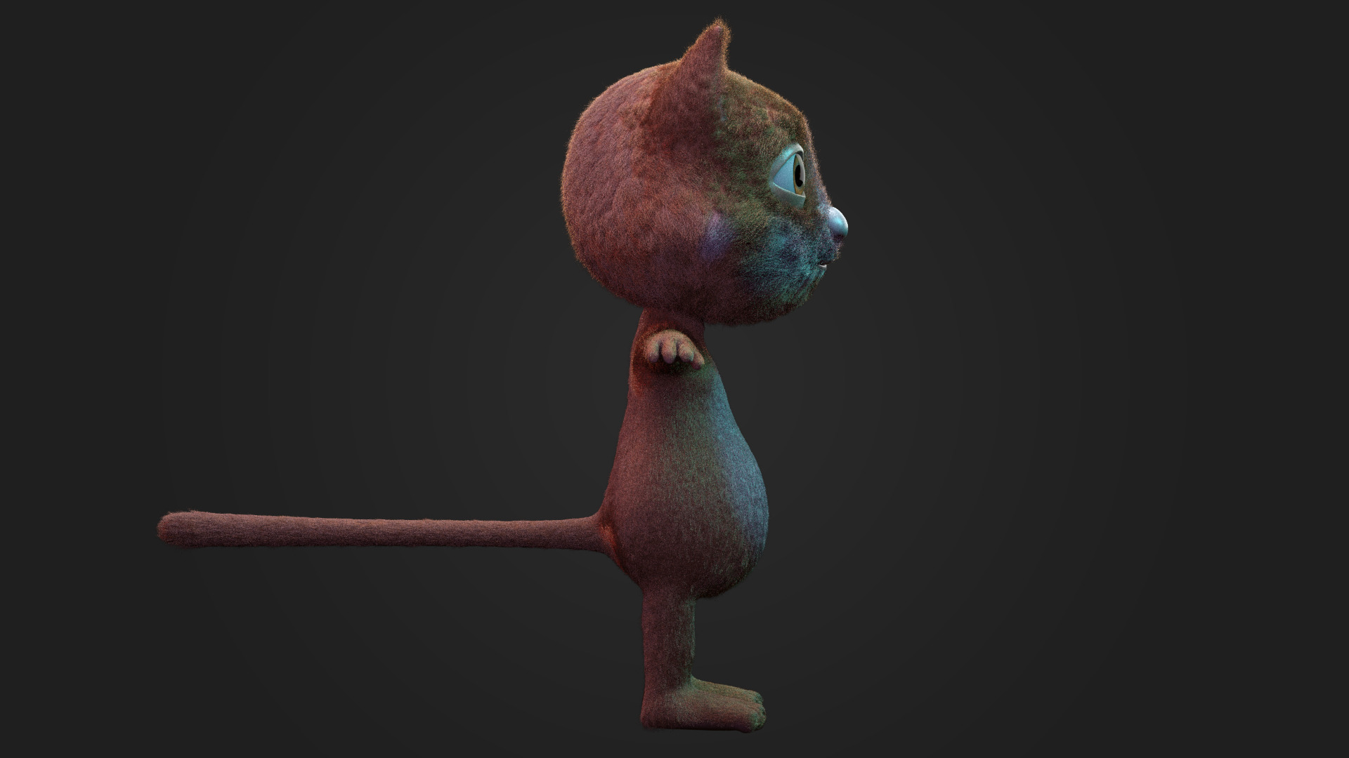 Stylized Cartoon Cat Character 3D Model  Fur Textured 3D model_4