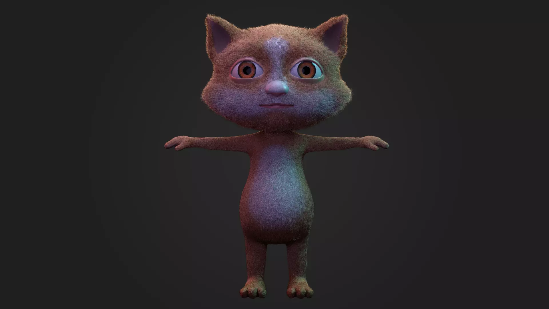 Stylized Cartoon Cat Character 3D Model  Fur Textured 3D model_0