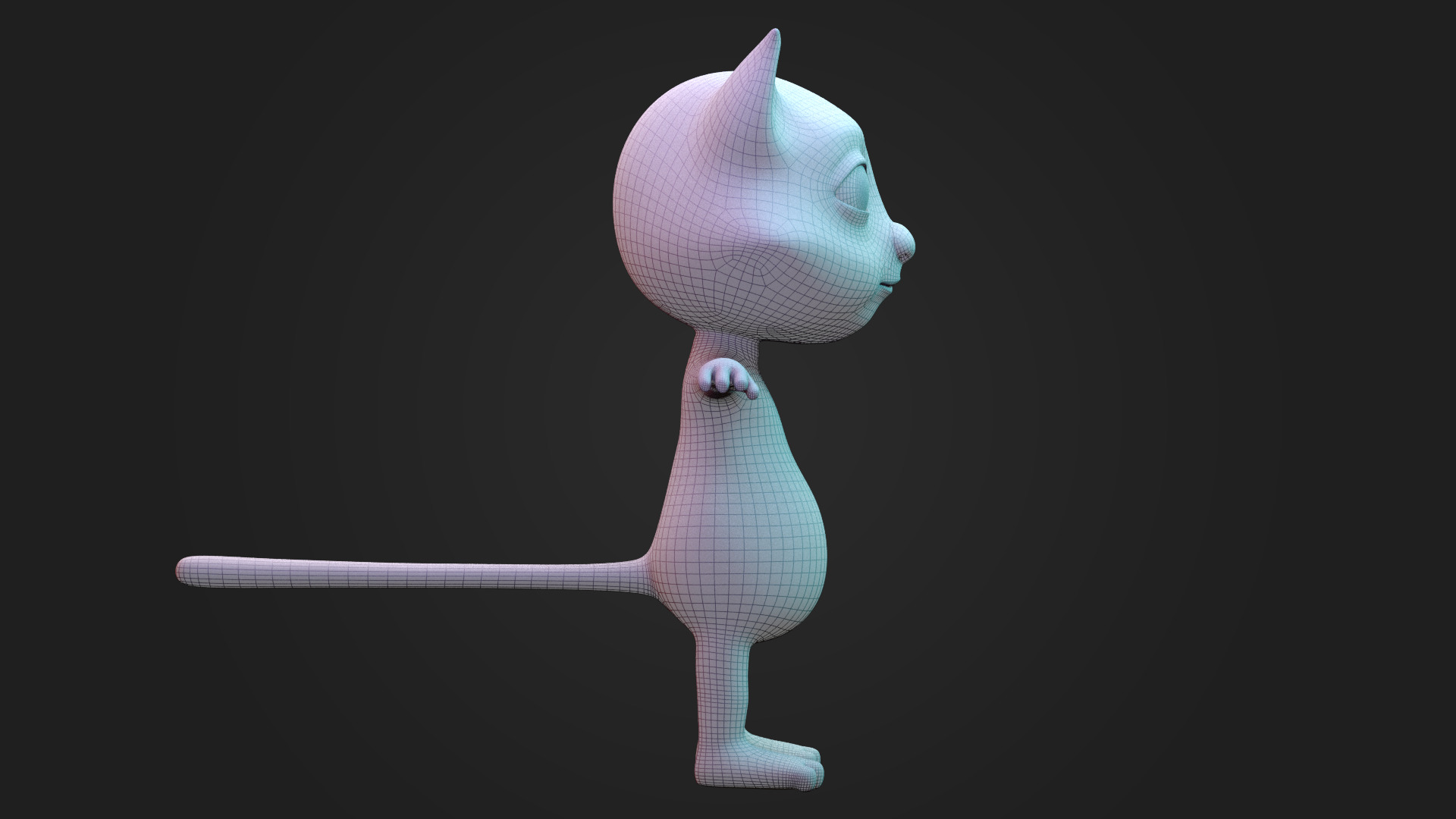 Stylized Cartoon Cat Character 3D Model  Fur Textured 3D model_8