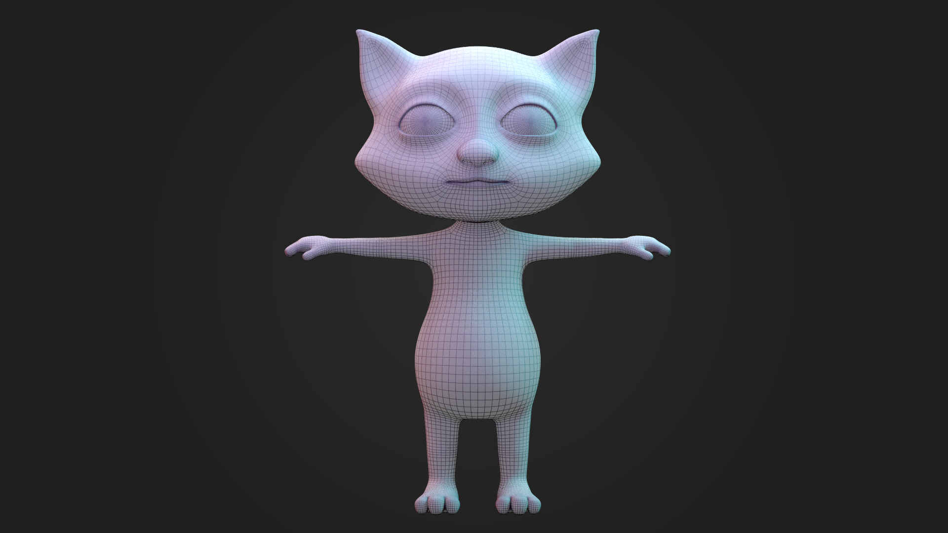 Stylized Cartoon Cat Character 3D Model  Fur Textured 3D model_6