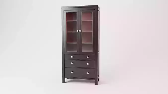 Classic Glass Door Cabinet with Drawers 