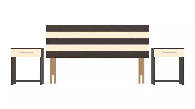 Striped Elegance Headboard and Nightstand Set