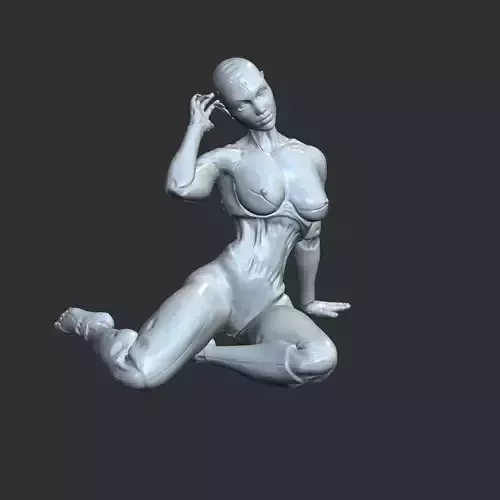 Sensual AI Babe Lewd Bed Pose 3D Print Ready