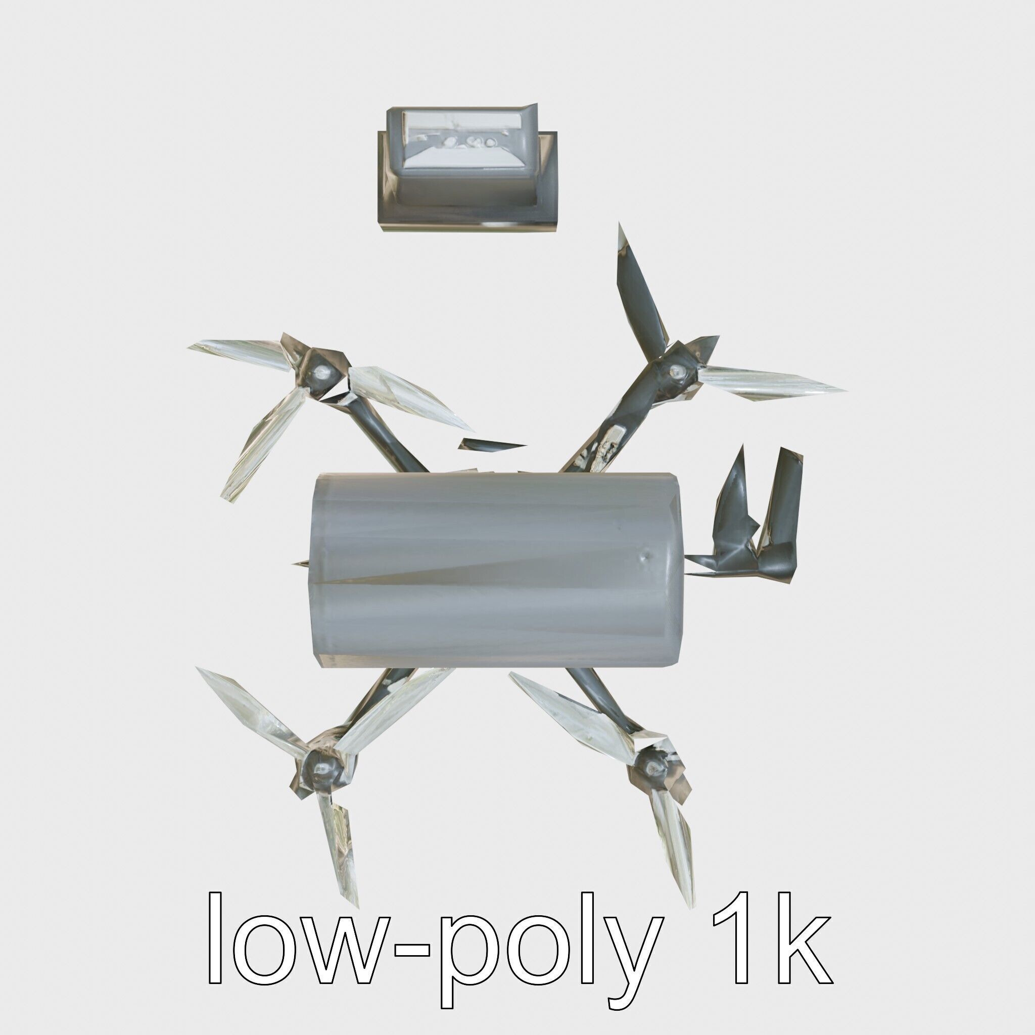 Quadcopter Drone with Camera and Accessories Low-poly 3D model_23