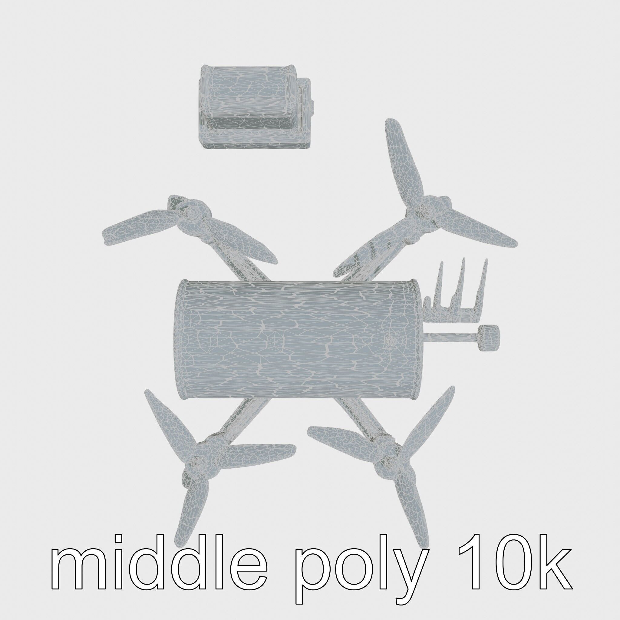 Quadcopter Drone with Camera and Accessories Low-poly 3D model_14