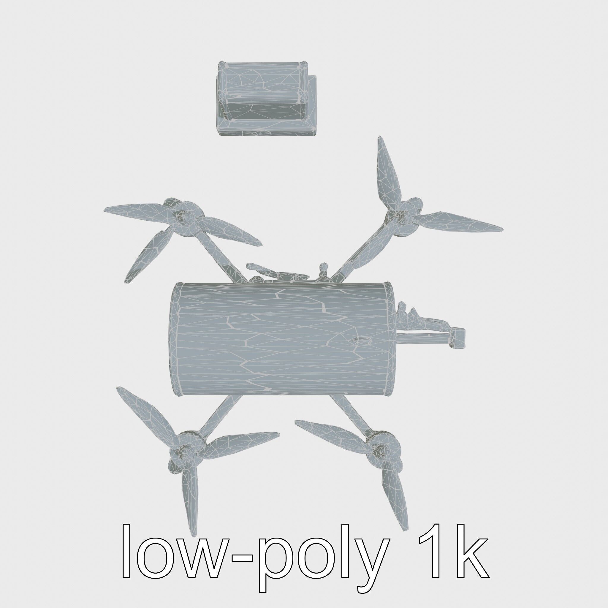 Quadcopter Drone with Camera and Accessories Low-poly 3D model_19