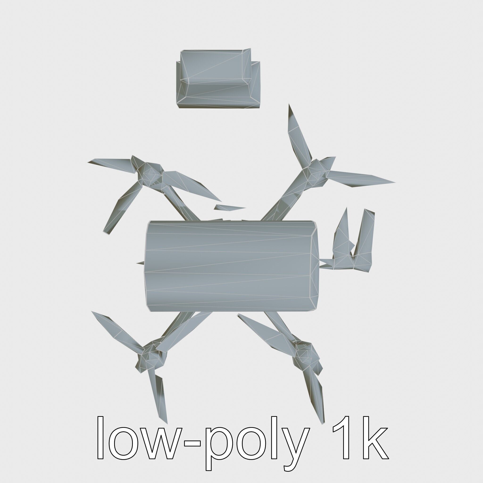 Quadcopter Drone with Camera and Accessories Low-poly 3D model_28