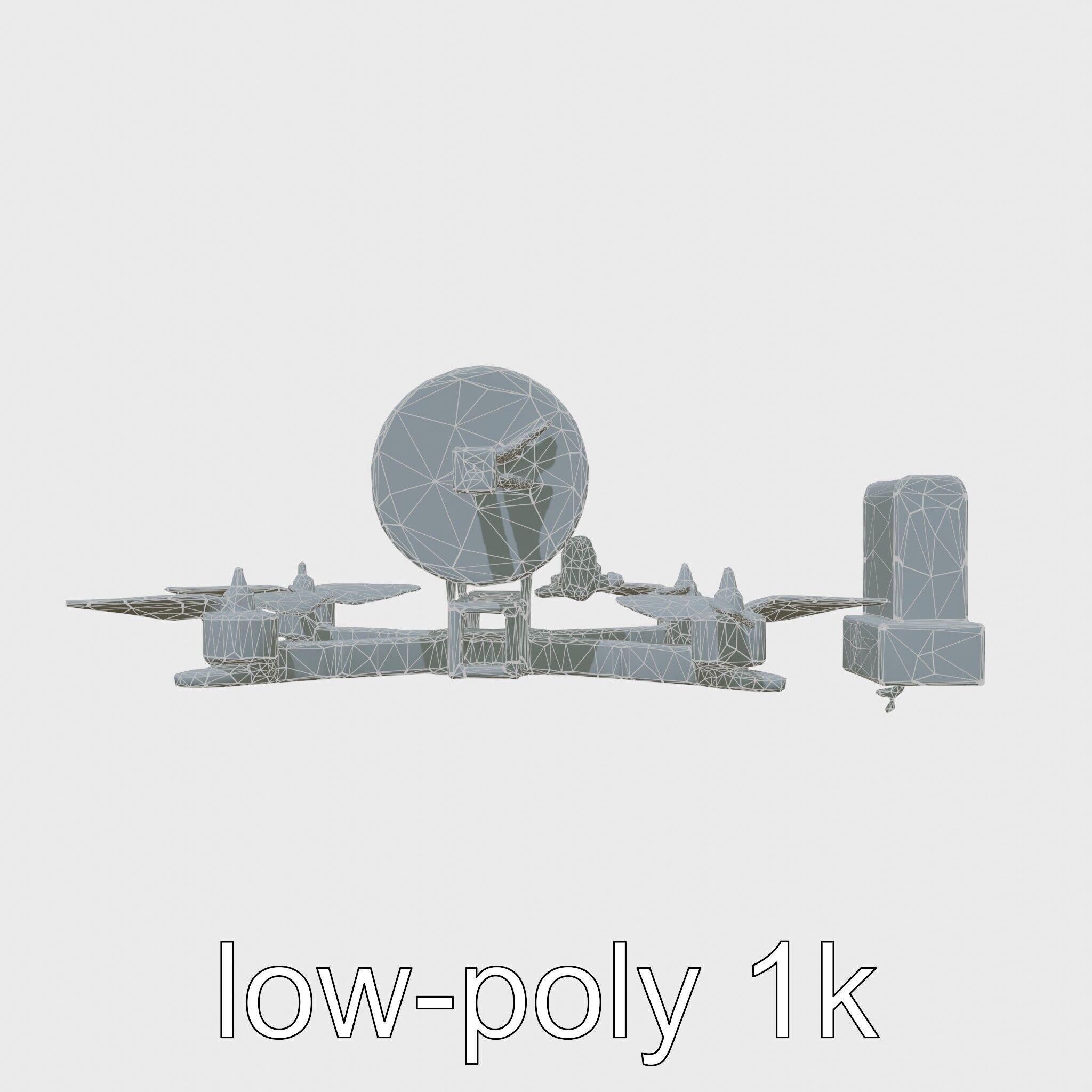 Quadcopter Drone with Camera and Accessories Low-poly 3D model_13