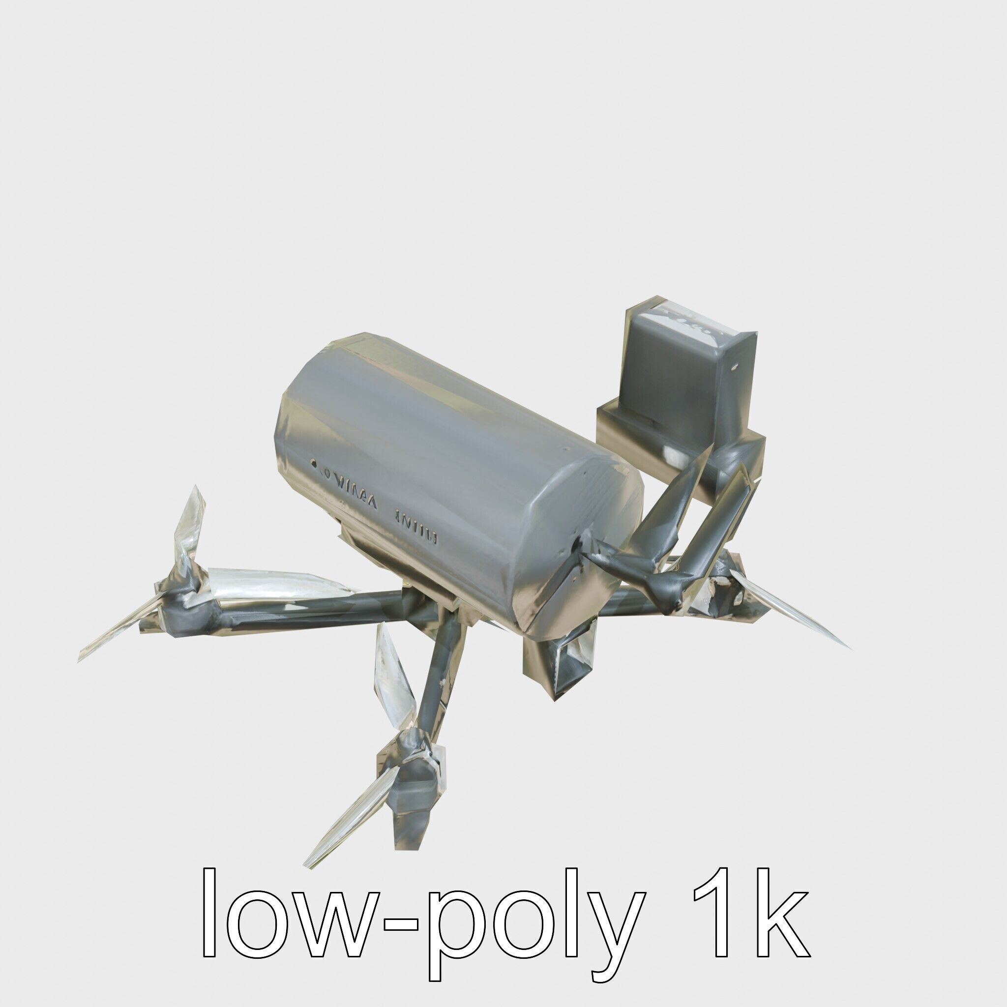 Quadcopter Drone with Camera and Accessories Low-poly 3D model_4