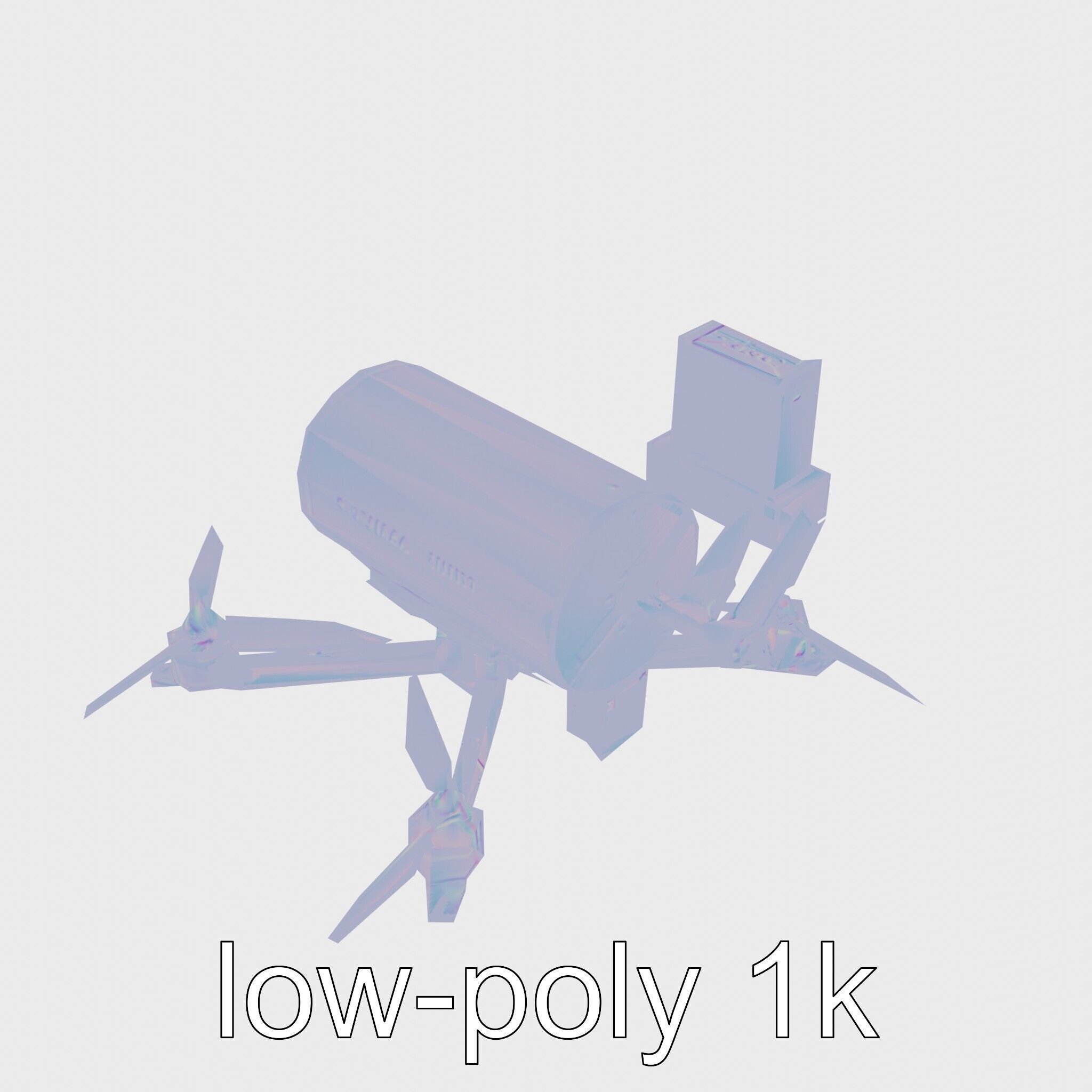 Quadcopter Drone with Camera and Accessories Low-poly 3D model_18