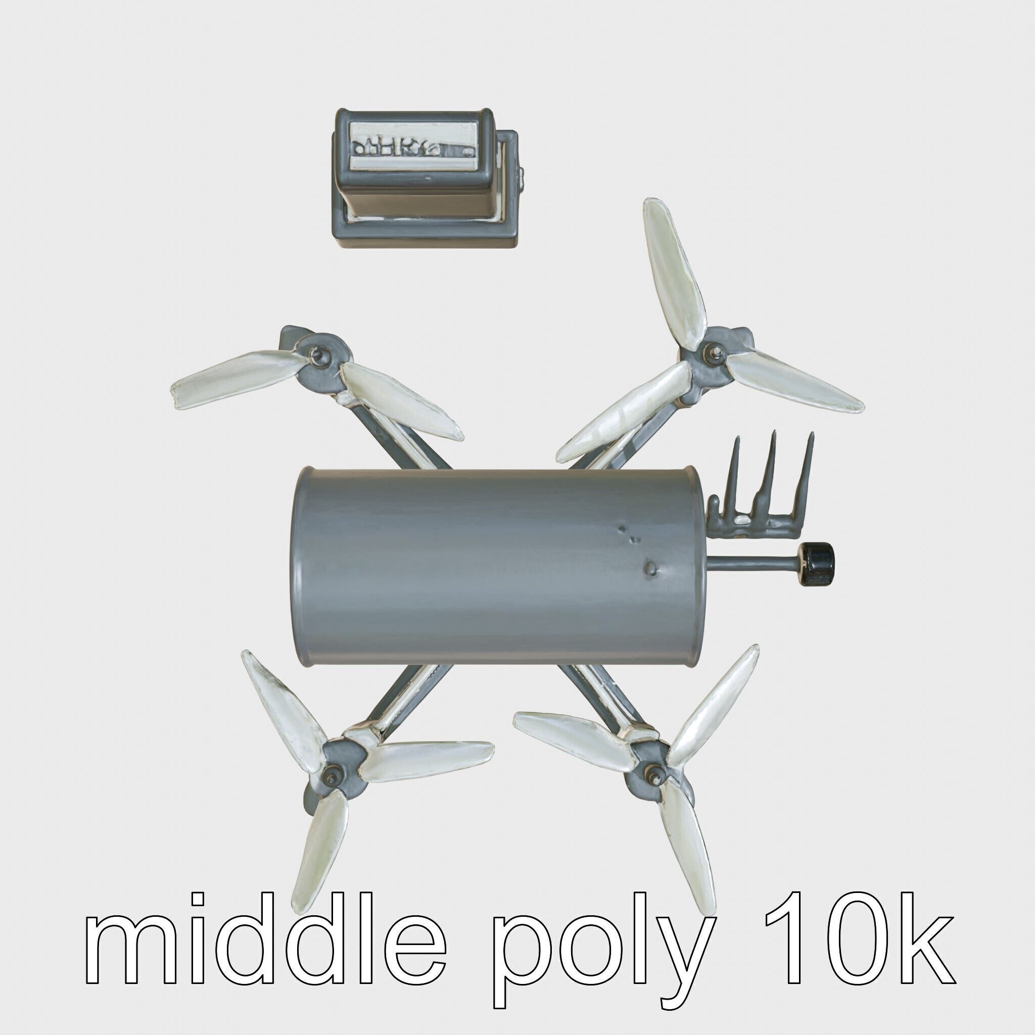 Quadcopter Drone with Camera and Accessories Low-poly 3D model_6