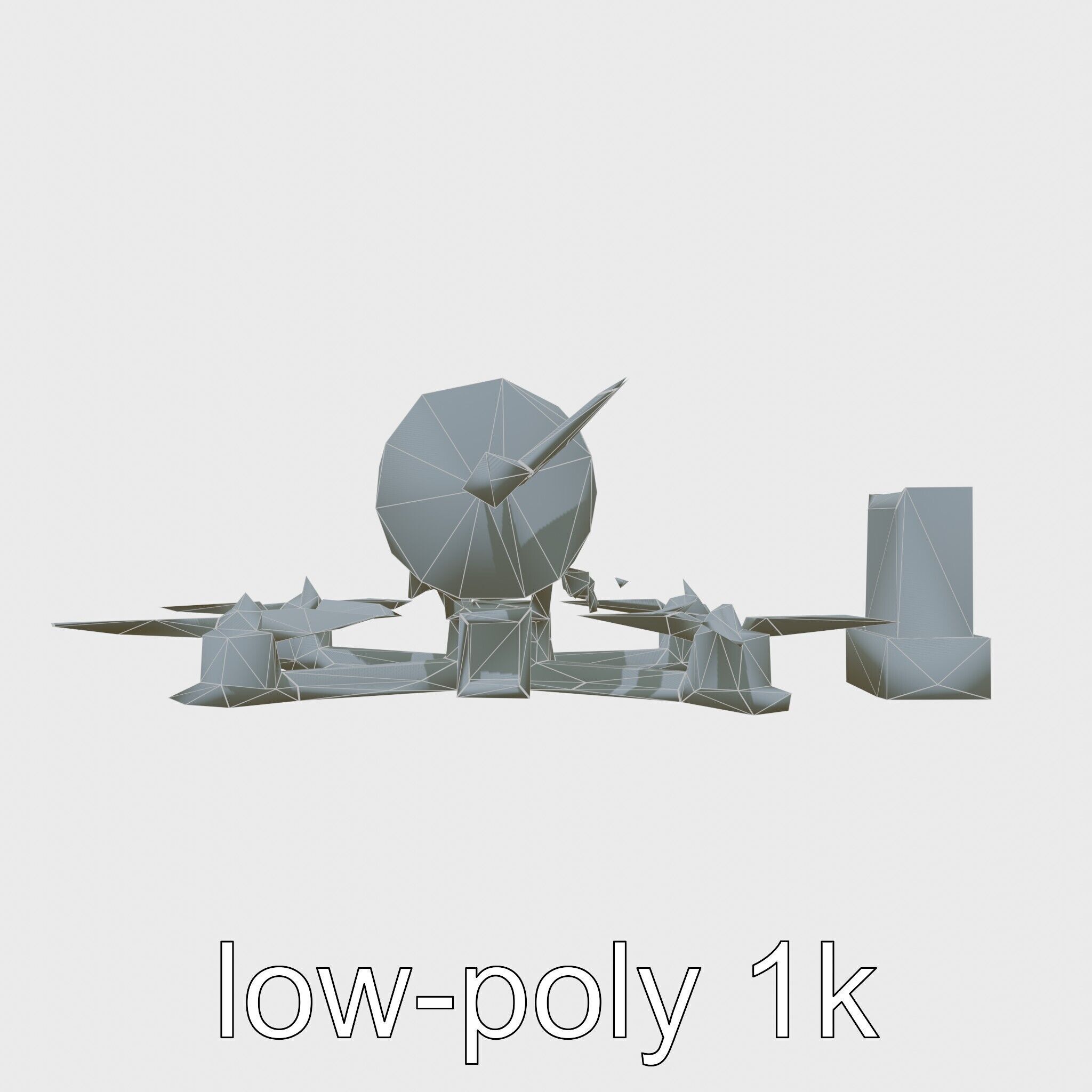 Quadcopter Drone with Camera and Accessories Low-poly 3D model_17