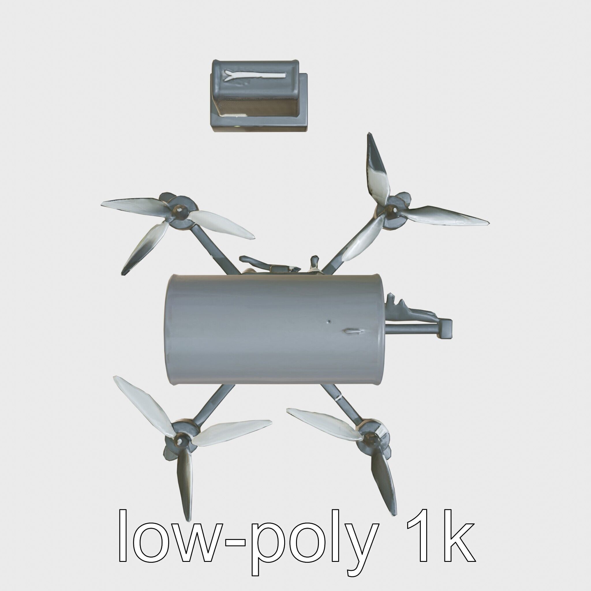 Quadcopter Drone with Camera and Accessories Low-poly 3D model_7