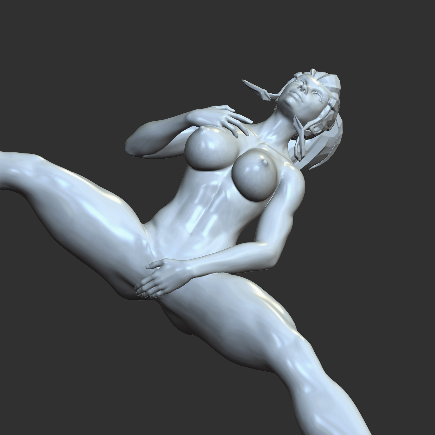 Sexy Anime Waifu Ideal Figure Sitting Erotic Pose 3D Print STL 3D print model_4