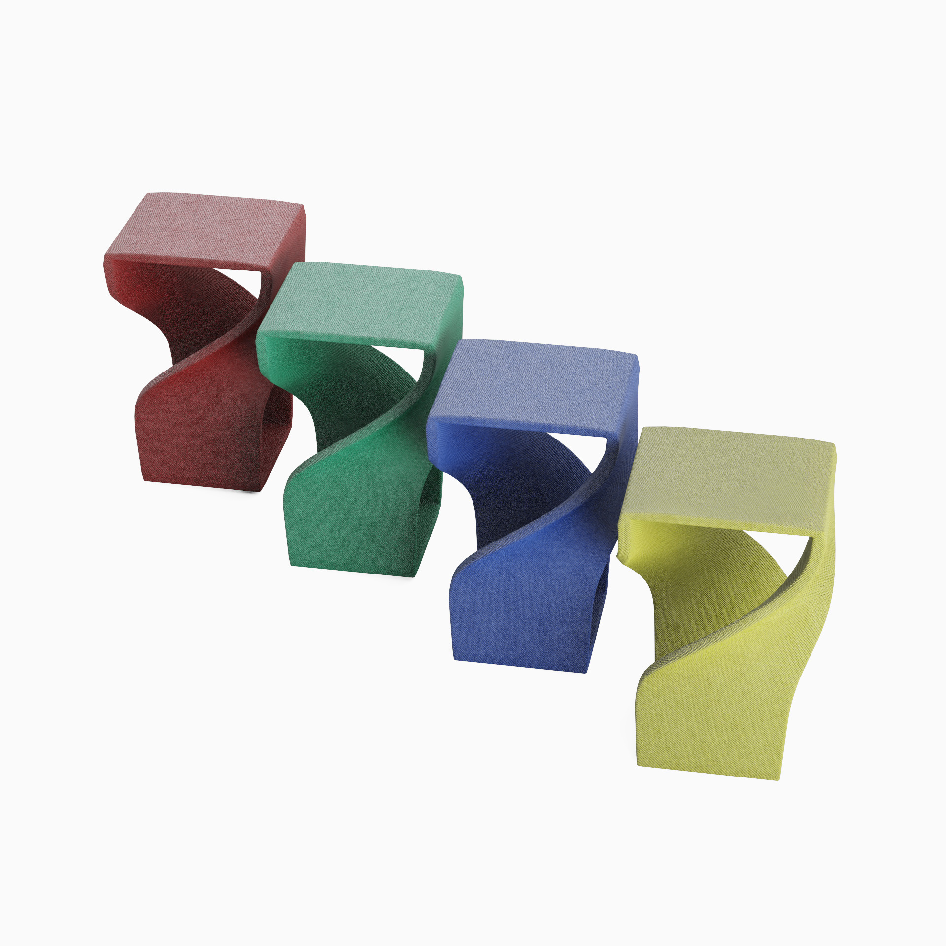 Twisted Stool for Childs Set Low-poly 3D model_1