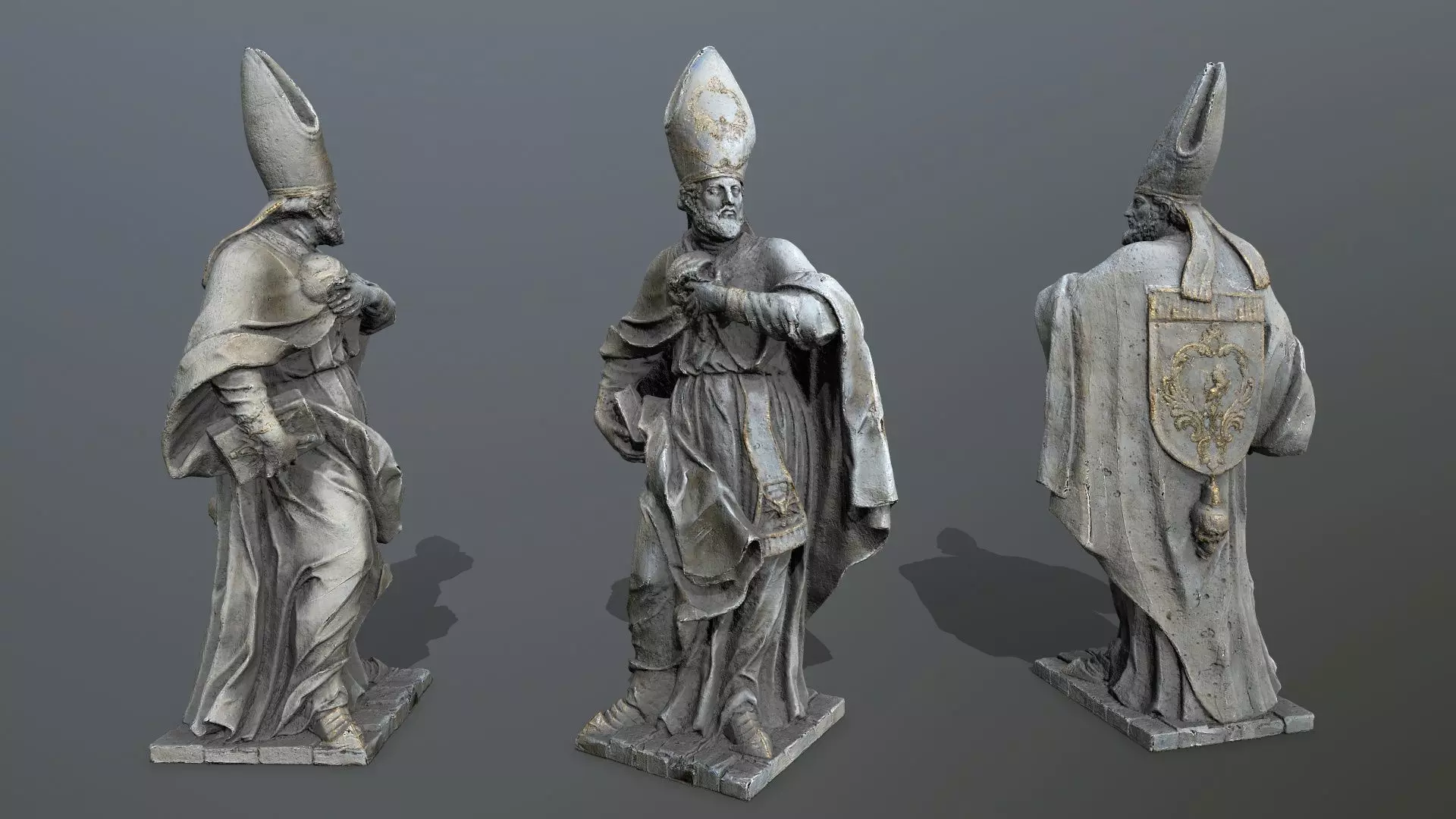 Man Statue Low-poly 3D model_0