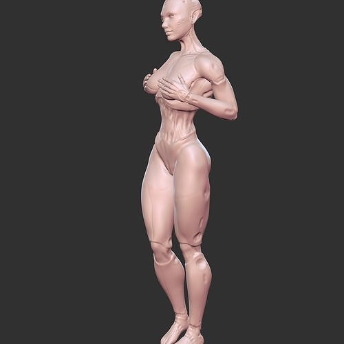 Sensual Android with Metallic Parts NSFW STL 3D print model