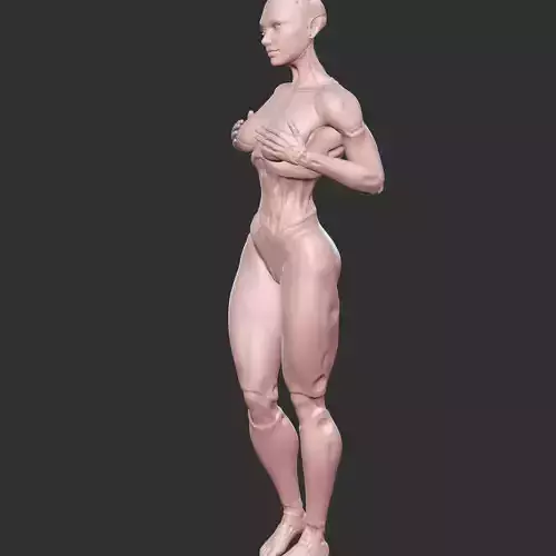 Sensual Android with Metallic Parts NSFW STL