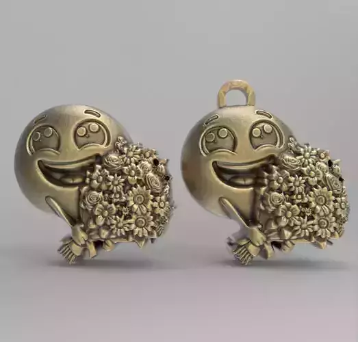 smile emoji with flower keychain 