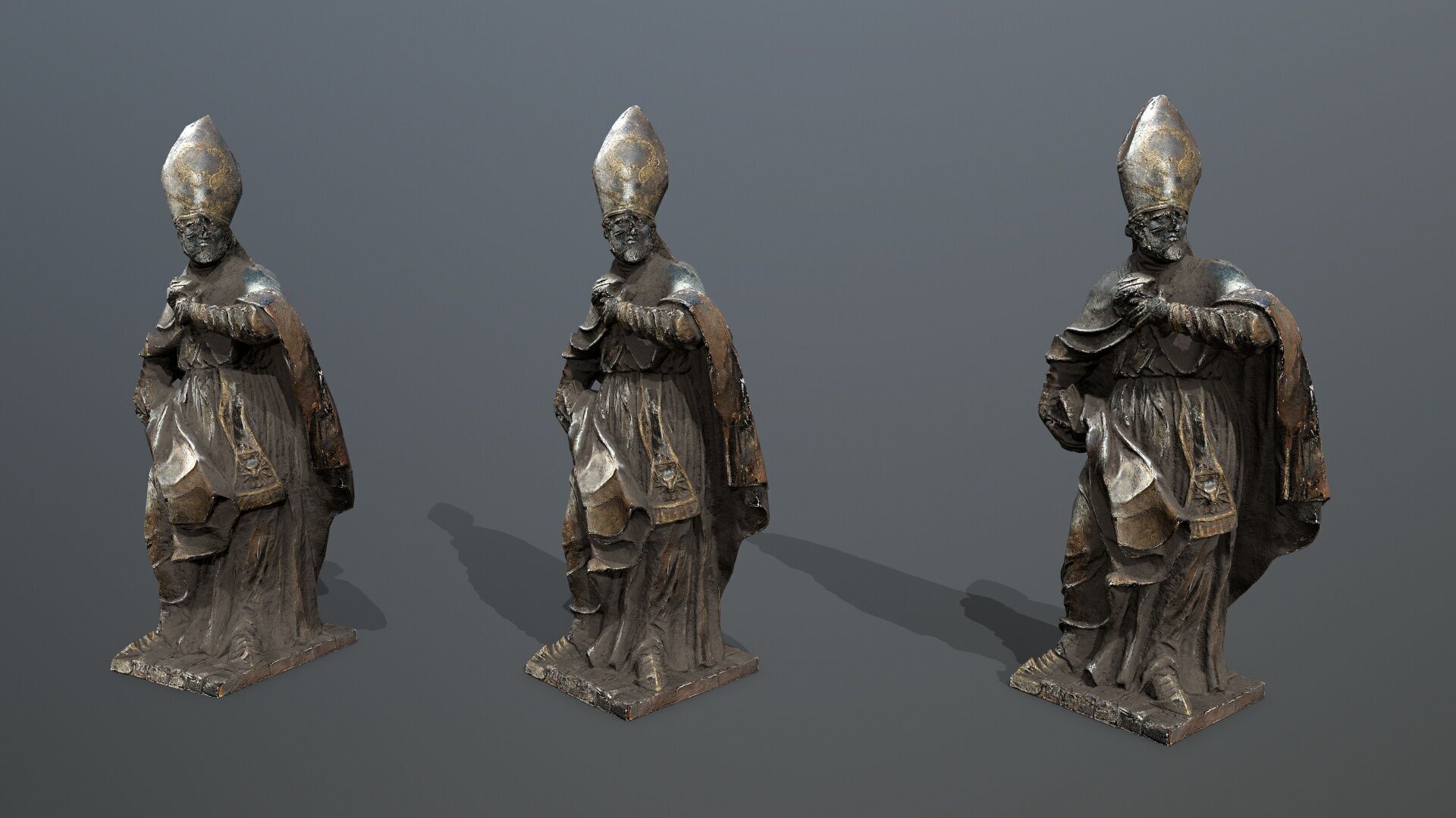 Man Statue Low-poly 3D model_9