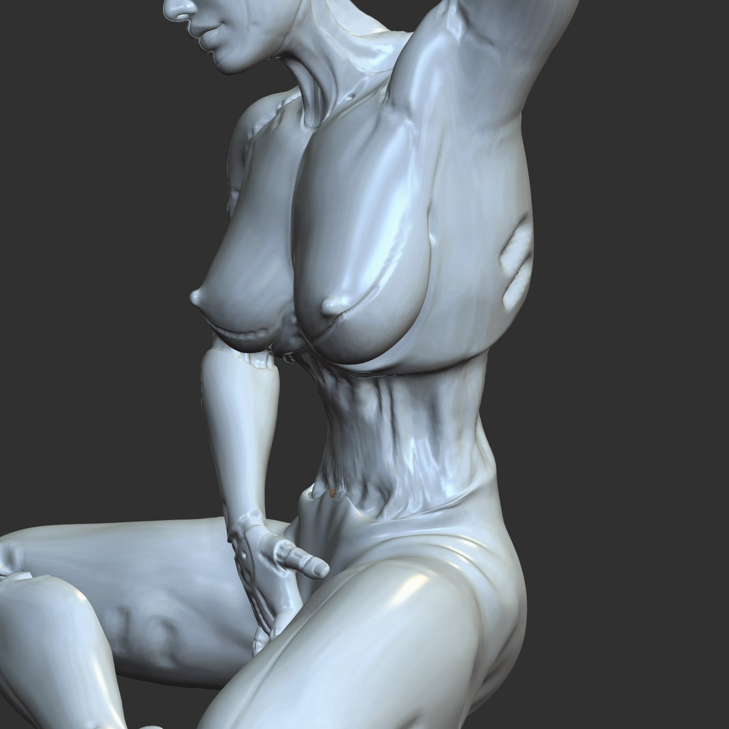 NSFW Cyborg Girl Flipping Off Erotic 3D STL 3D print model_3
