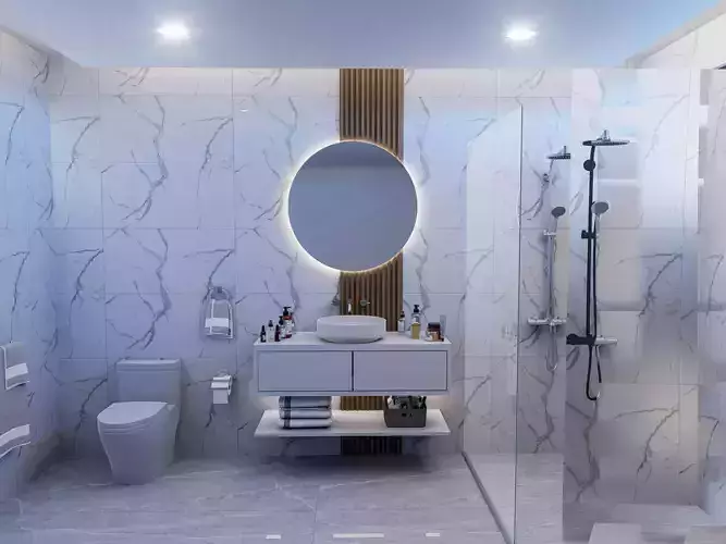 INDOOR BATHROOM MODEL AND RENDER