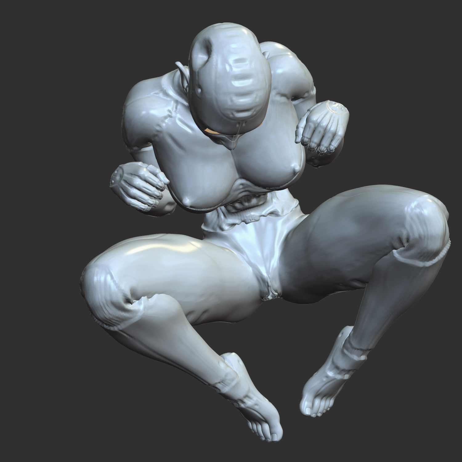 Lewd Cyberpunk Babe with Robotic Features STL 3D print model_2