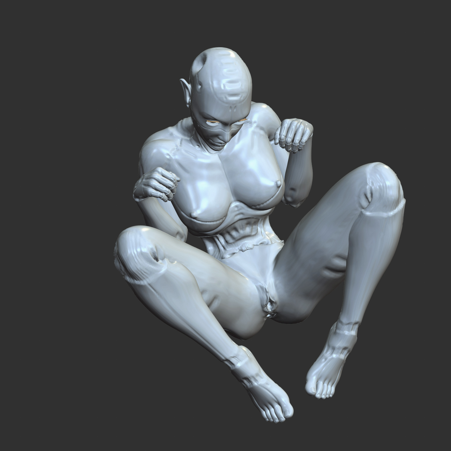 Lewd Cyberpunk Babe with Robotic Features STL 3D print model_3