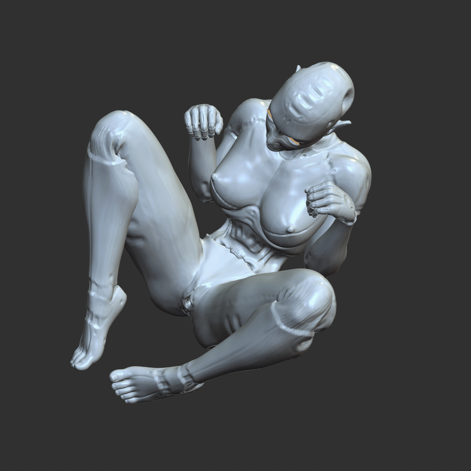 Lewd Cyberpunk Babe with Robotic Features STL 3D print model_5