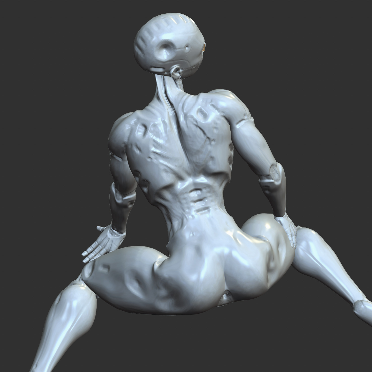 Lewd Android Woman in Kneeling Pose STL 3D print model_4