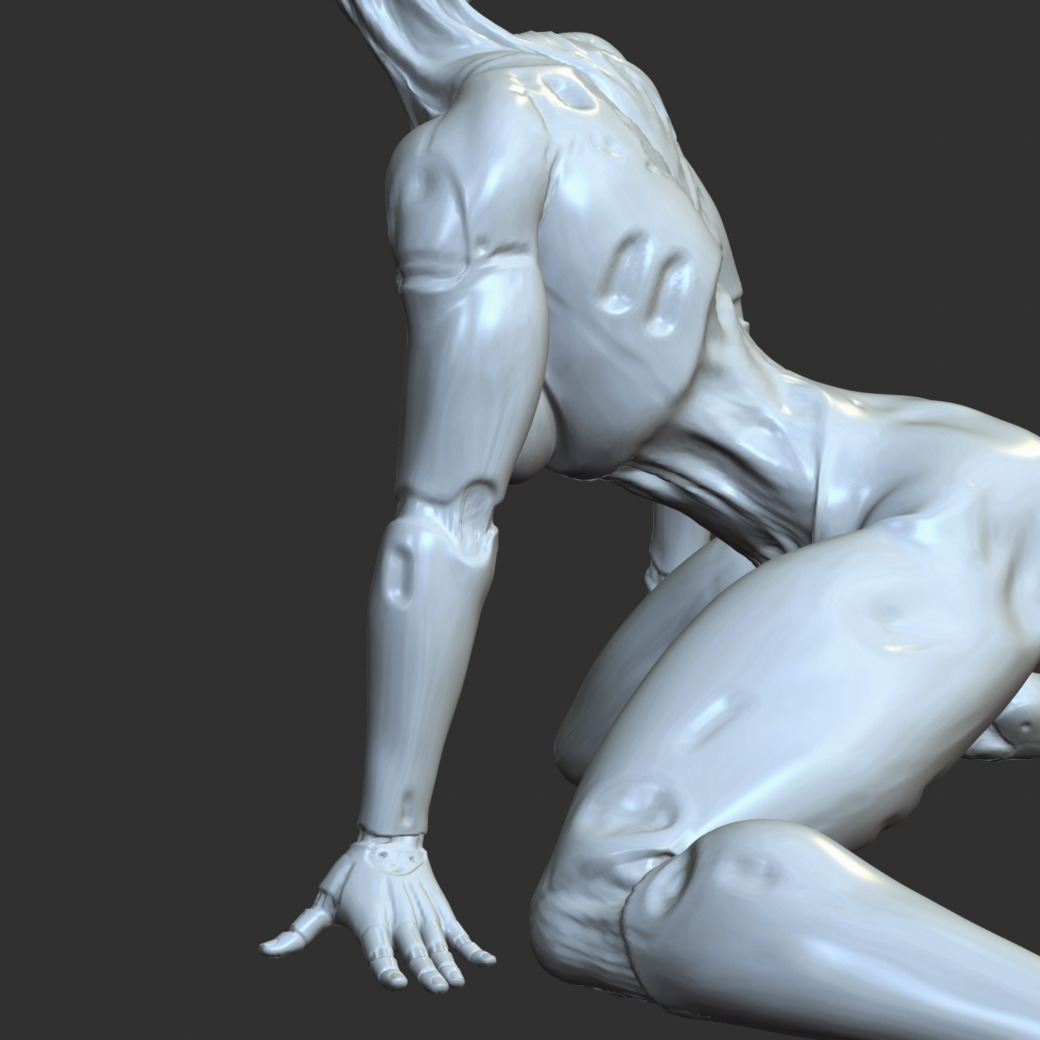 Lewd Android Woman in Kneeling Pose STL 3D print model_5