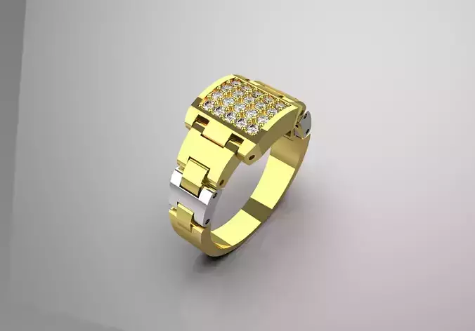 Luxury man Rolex design diamond ring model ror0012 3D print model