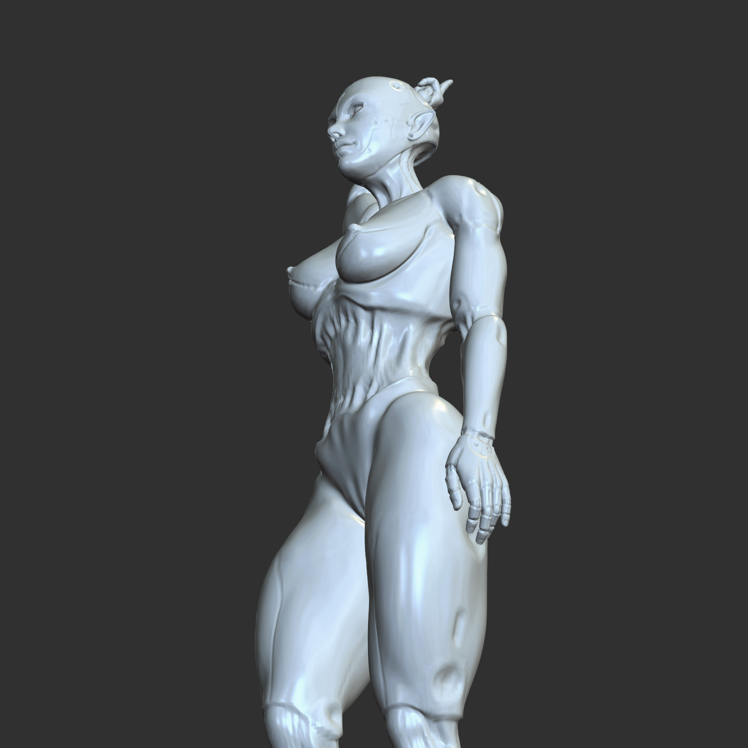 Hot Cyber Waifu Middle Finger STL Figure 3D print model_3