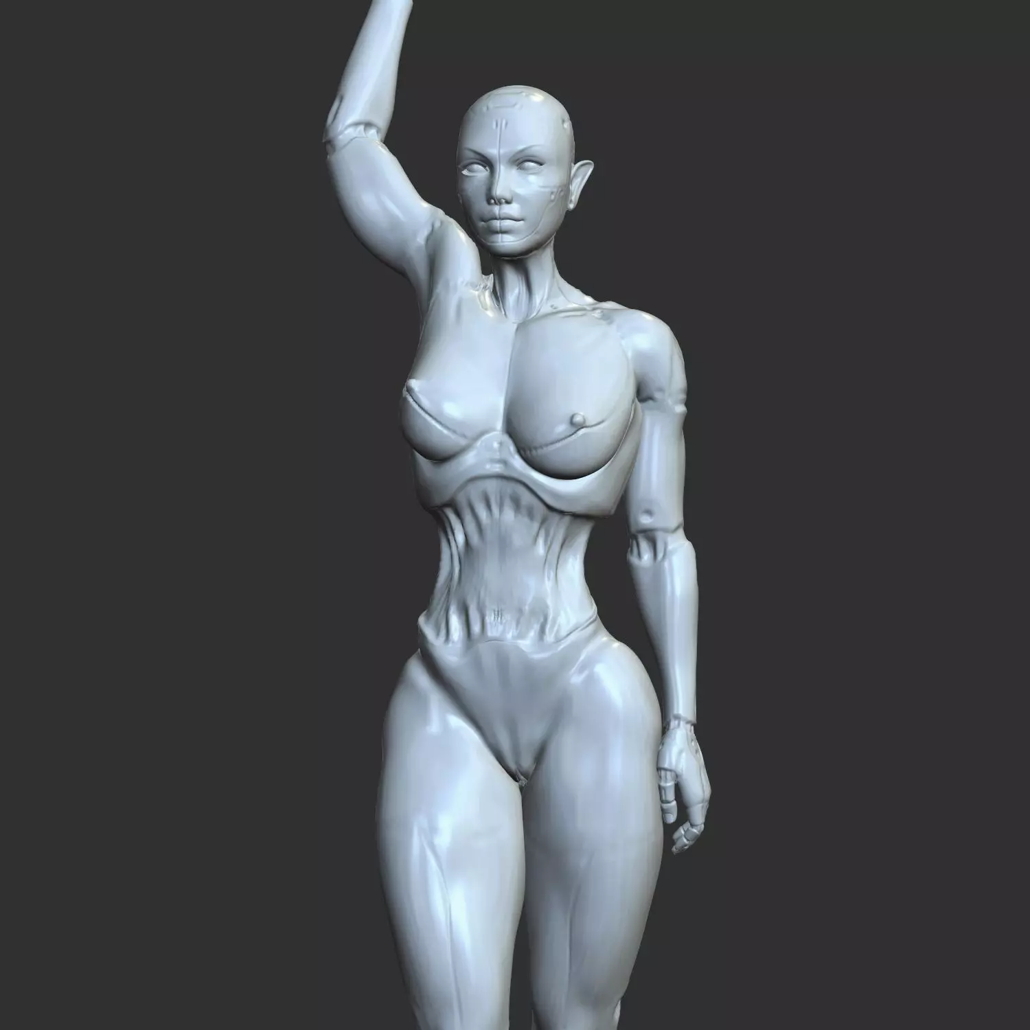 Hot Cyber Waifu Middle Finger STL Figure 3D print model_0