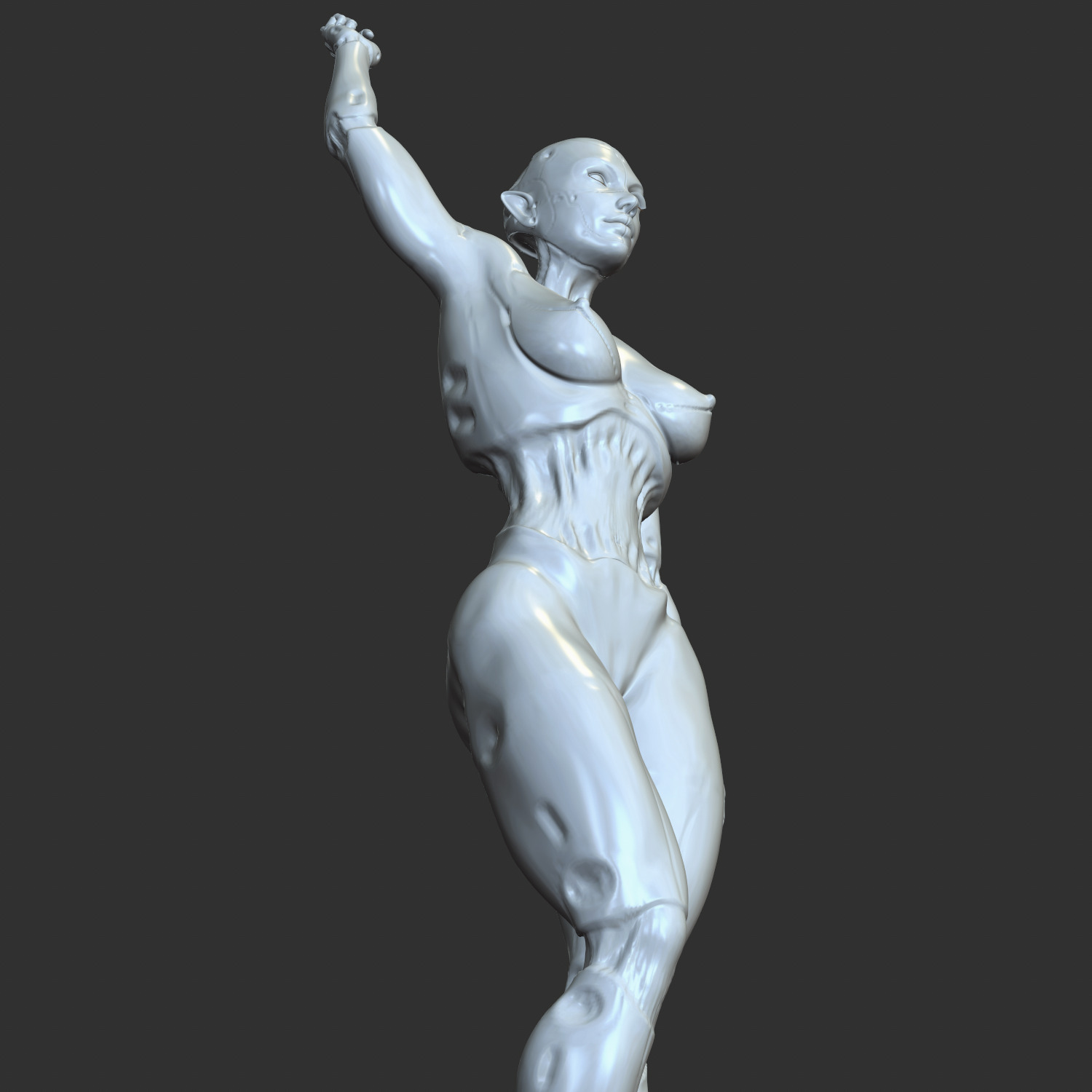 Hot Cyber Waifu Middle Finger STL Figure 3D print model_5