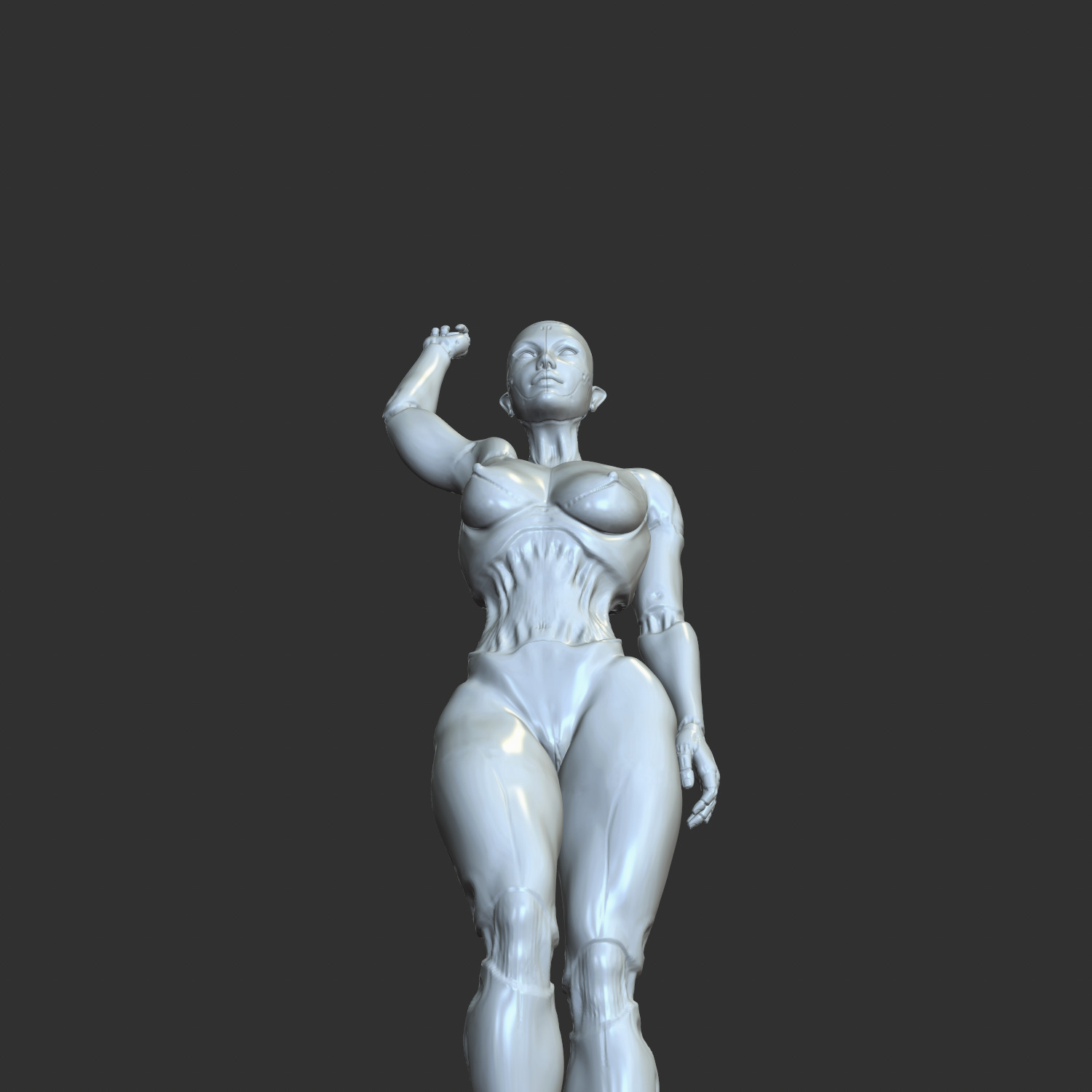 Hot Cyber Waifu Middle Finger STL Figure 3D print model_2
