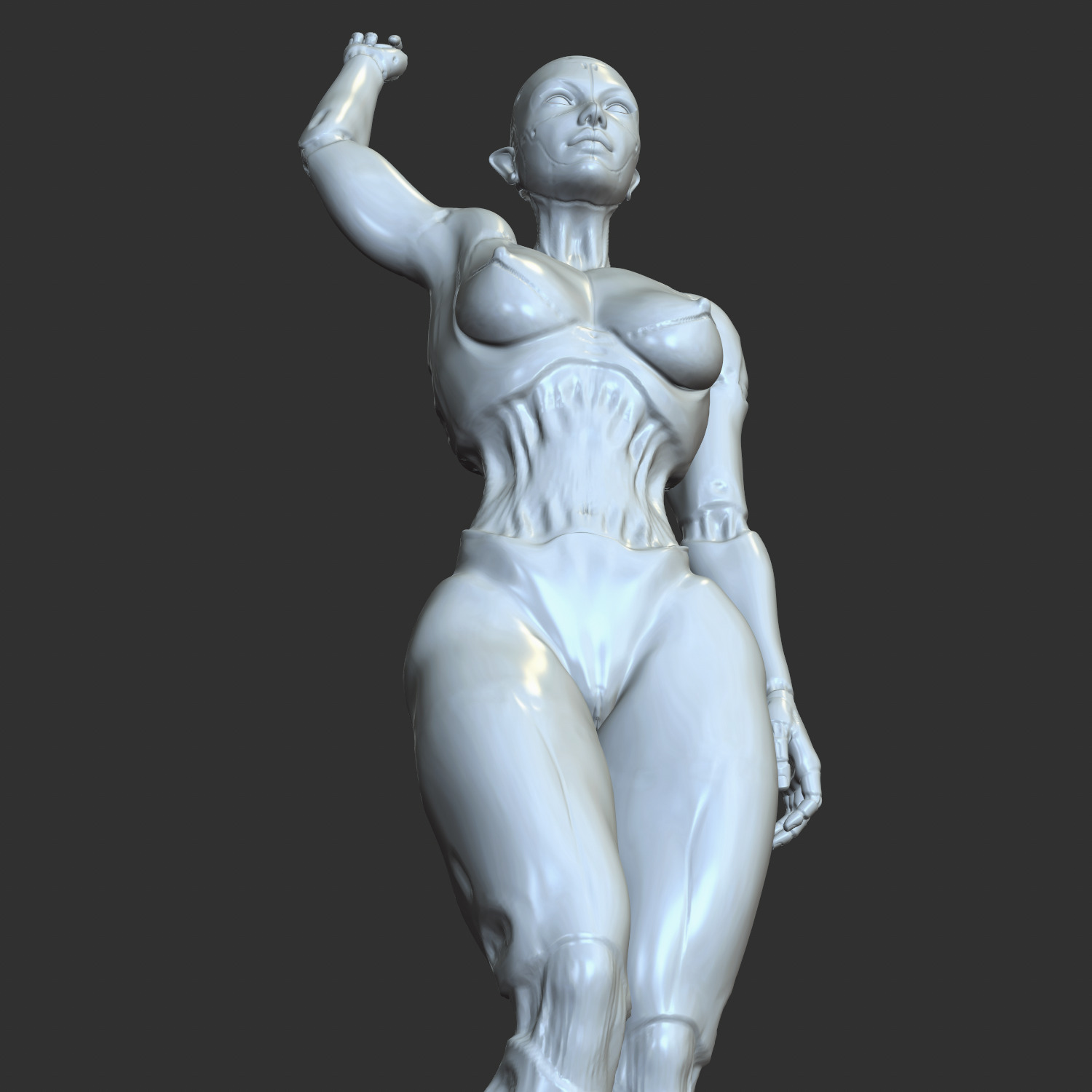 Hot Cyber Waifu Middle Finger STL Figure 3D print model_4