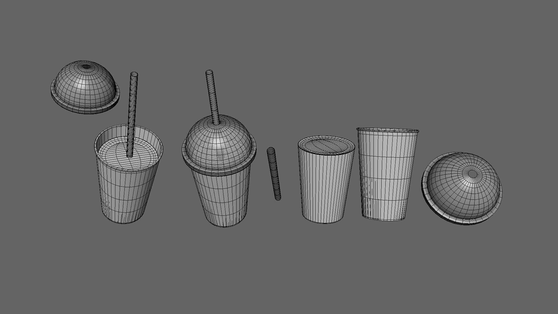 Low-Poly Cartoon Cup Paper 05 Low-poly 3D model_6