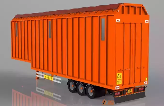 3D SDC Box Van Trailer 