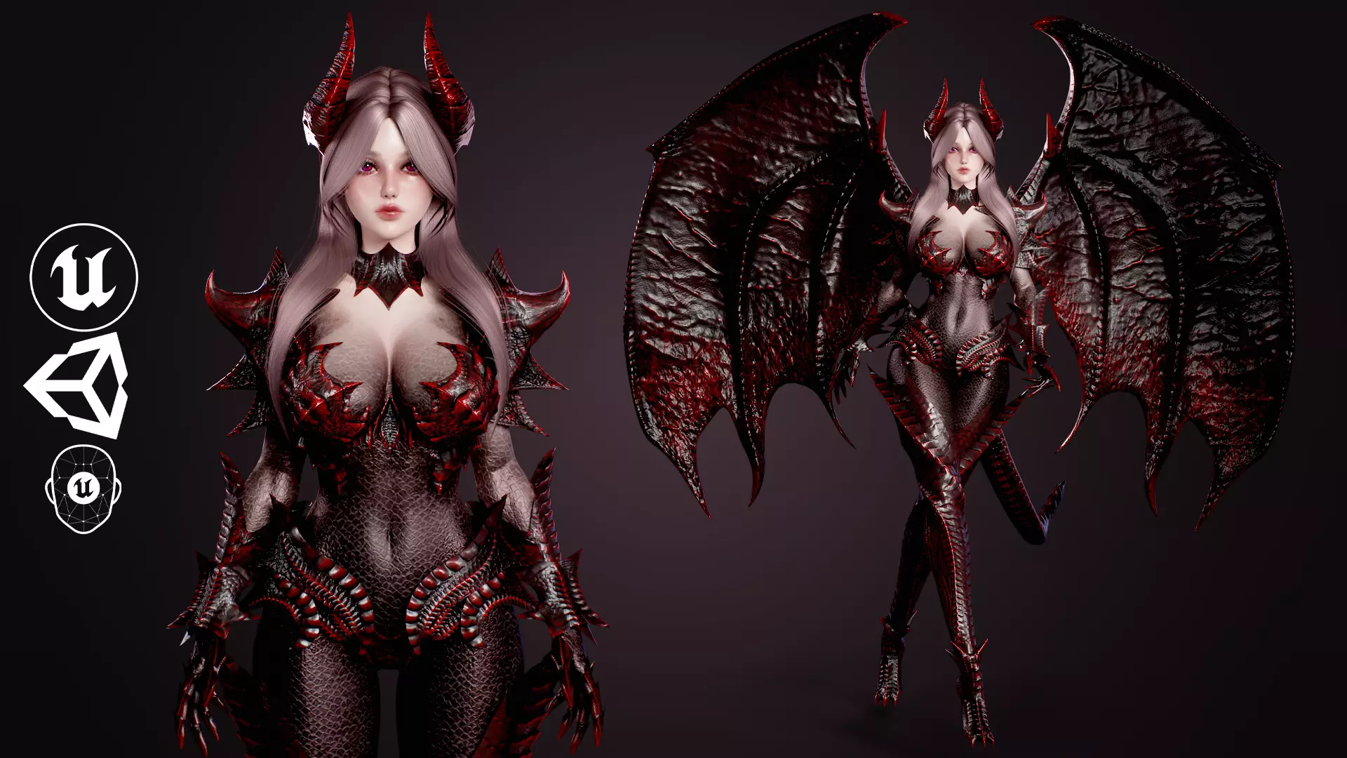 Dragon Girl Selaria Low-poly 3D model_0