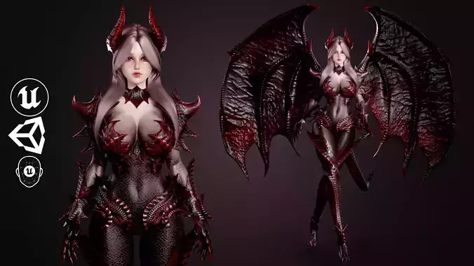 Dragon Girl Selaria Low-poly 3D model