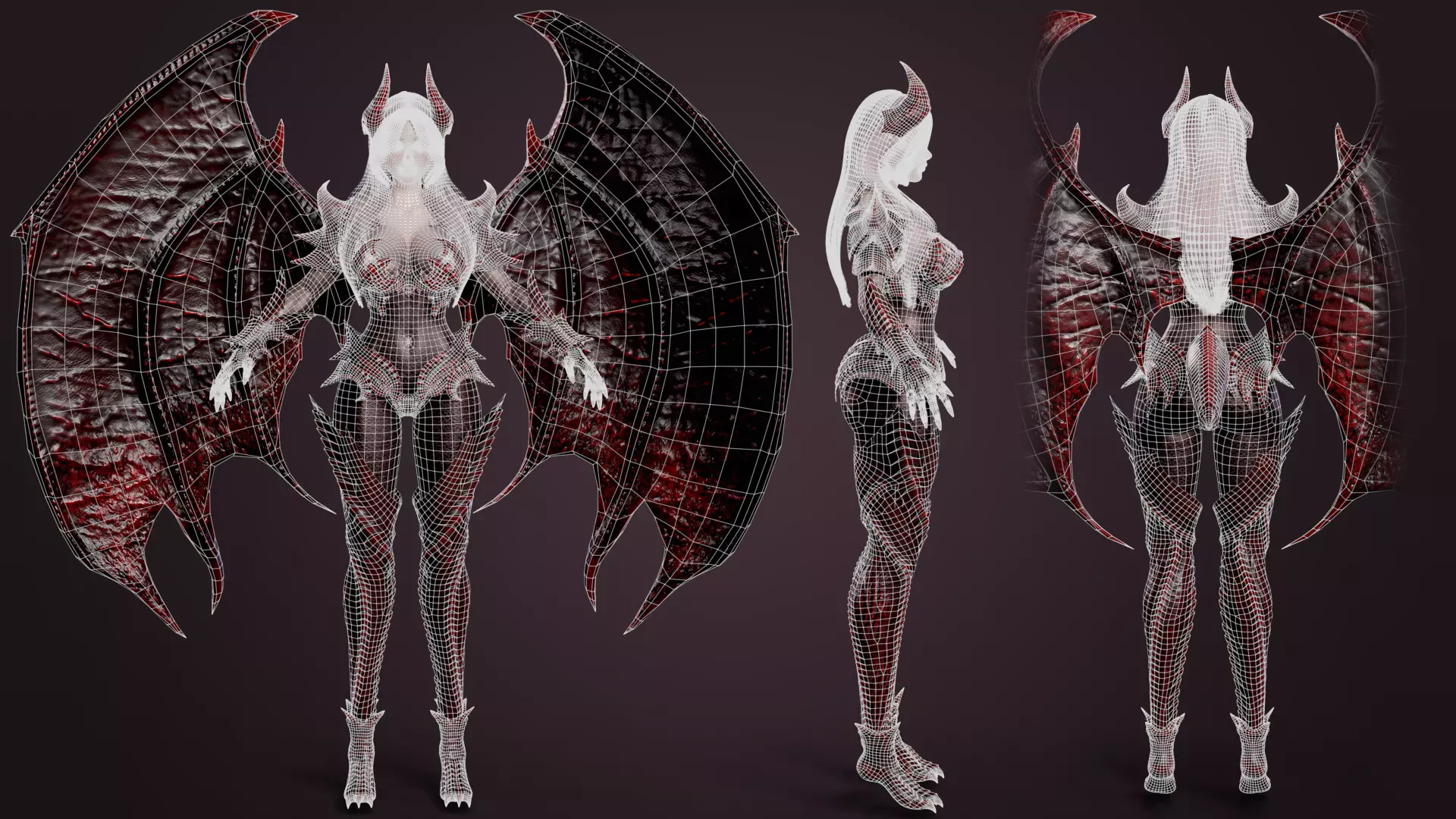 Dragon Girl Selaria Low-poly 3D model_3