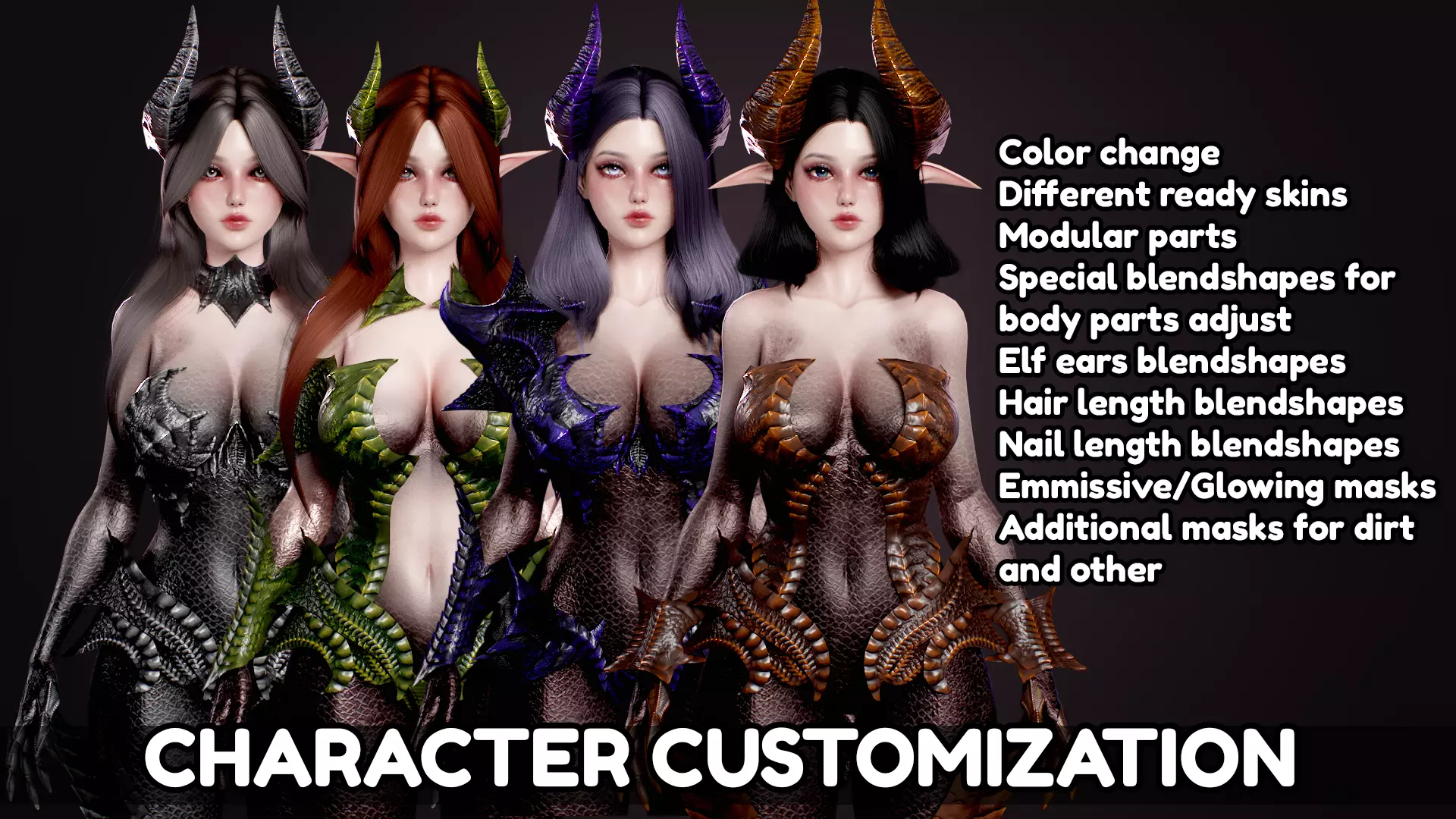 Dragon Girl Selaria Low-poly 3D model_8