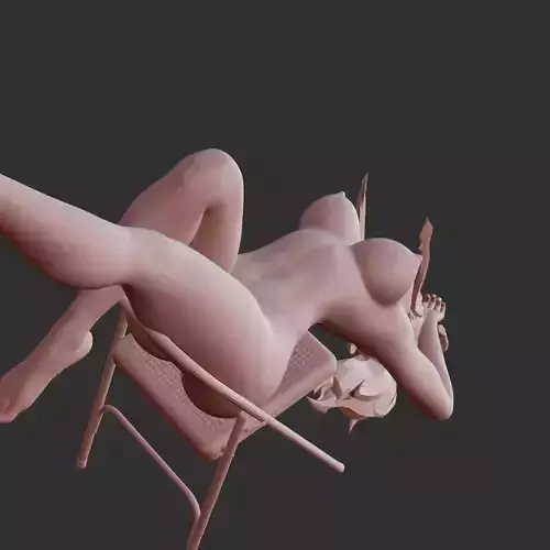 Thicc Curvy Girl Seductive Chair Pose 3D STL