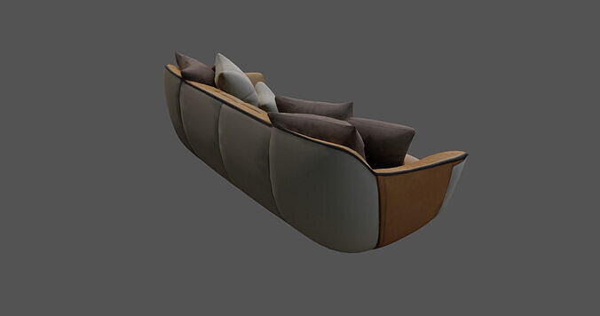 Modern Designer Sofa with Plush Cushions 3D model 7