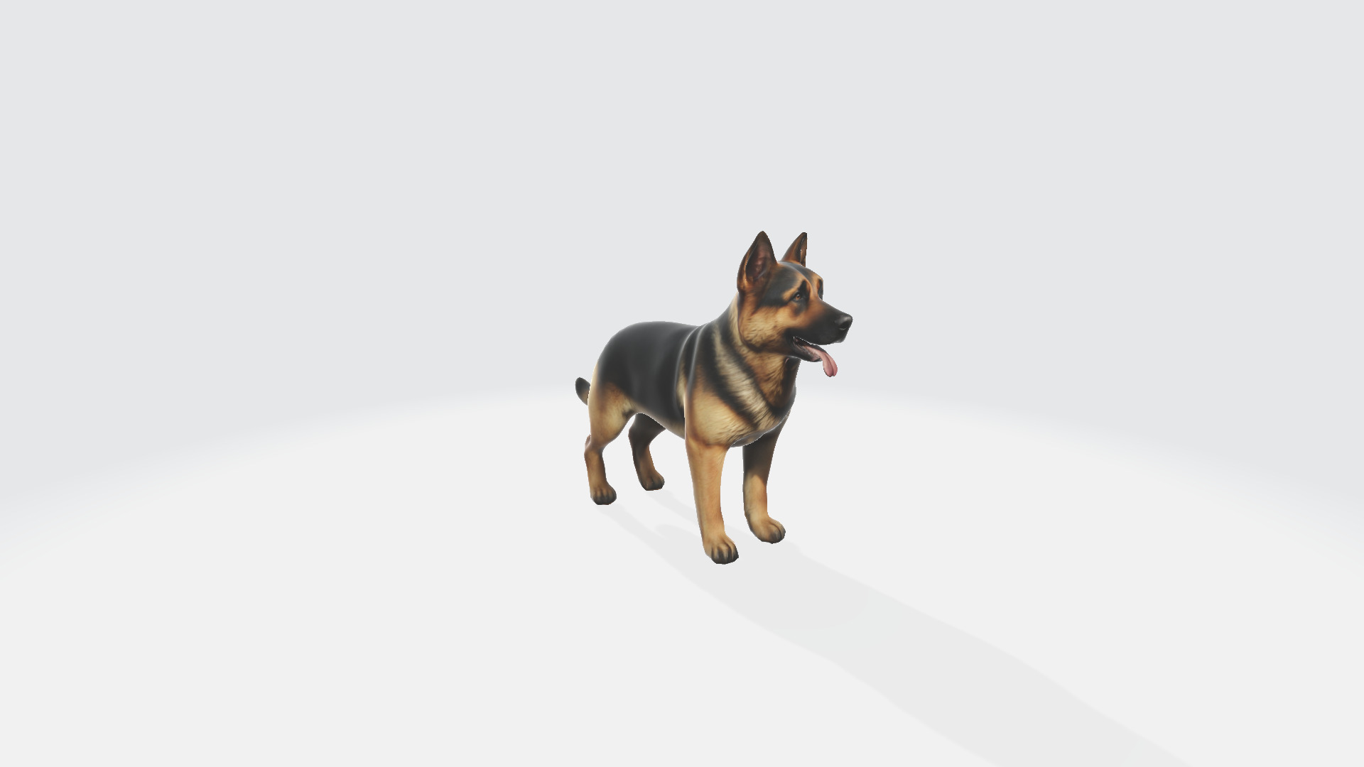 German Shepherd Dog With 3d Rendered Model Portrait 3D model_2