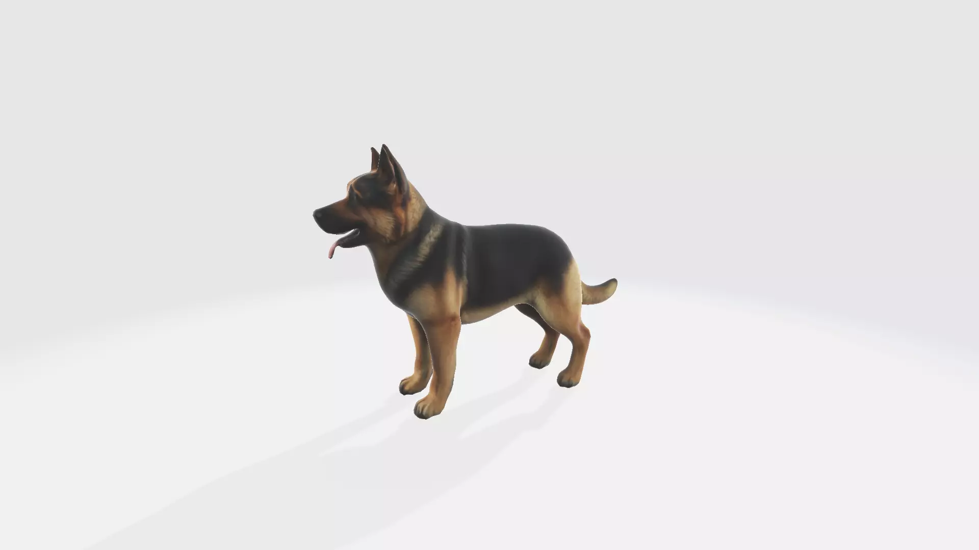 German Shepherd Dog With 3d Rendered Model Portrait 3D model_0